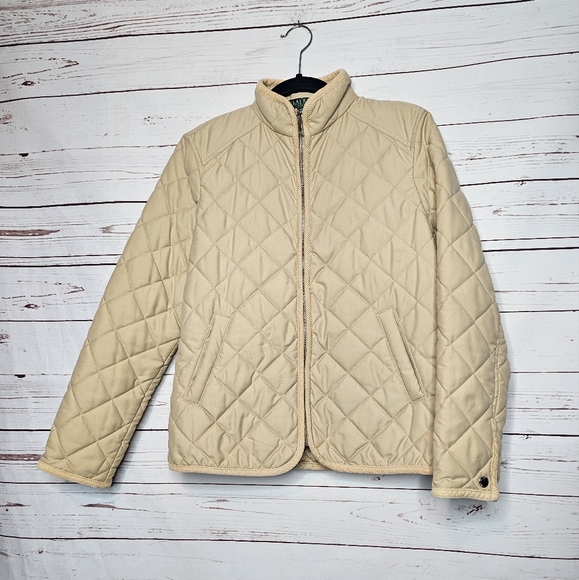 Lauren Ralph Lauren Petite Tan Zip Front Quilted Jacket - Picture 7 of 10